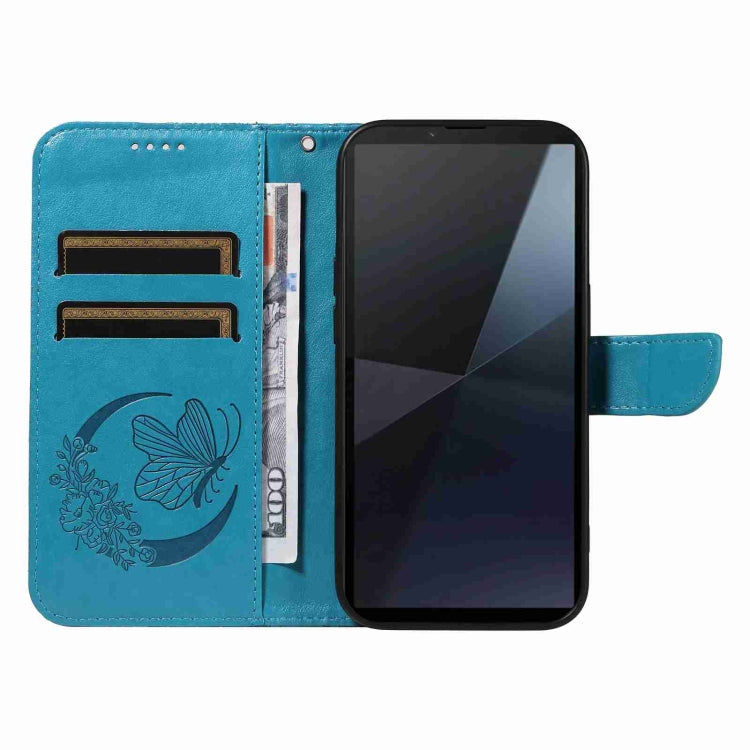 For Sony Xperia 10 VI 2024 Swallowtail Butterfly Embossed Leather Phone Case(Blue) - Sony Cases by PMC Jewellery | Online Shopping South Africa | PMC Jewellery | Buy Now Pay Later Mobicred