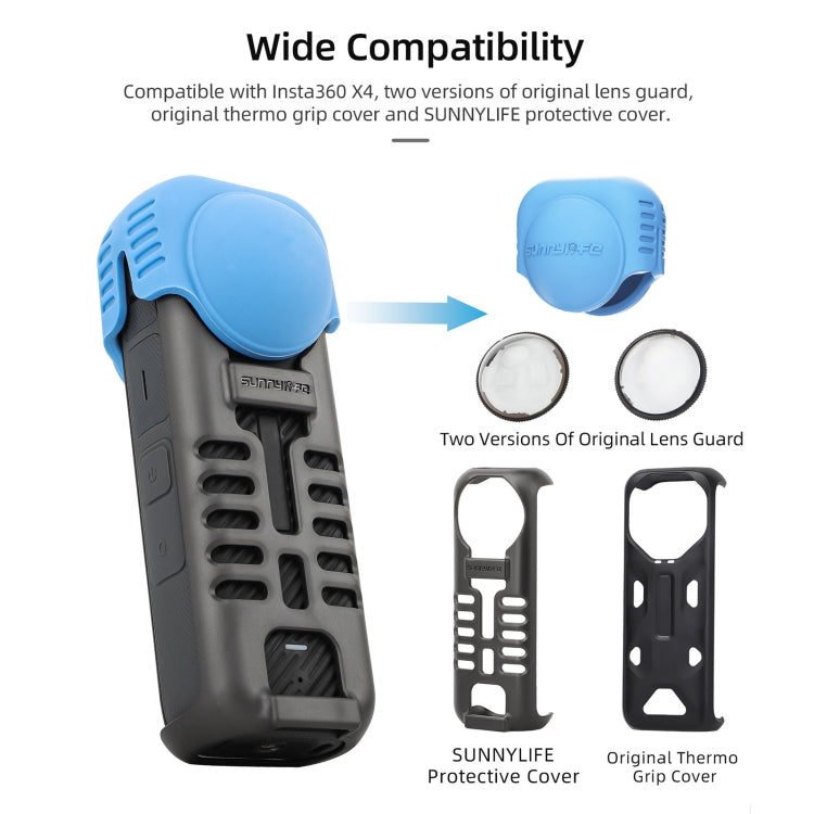 For Insta360 X4 / X5 Sunnylife Silicone Shockproof Case Lens Body Cover Kit(Blue) - Case & Bags by Sunnylife | Online Shopping South Africa | PMC TechLife | Buy Now Pay Later Mobicred
