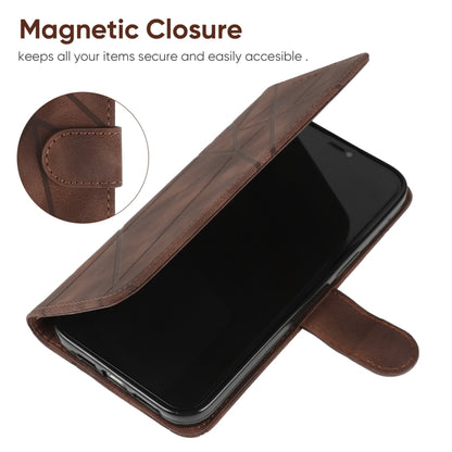 For Samsung Galaxy S24+ / S25+ 5G Skin Feel Geometric Lines Leather Phone Case(Brown) - Galaxy S24+ 5G Cases by PMC Jewellery | Online Shopping South Africa | PMC Jewellery | Buy Now Pay Later Mobicred