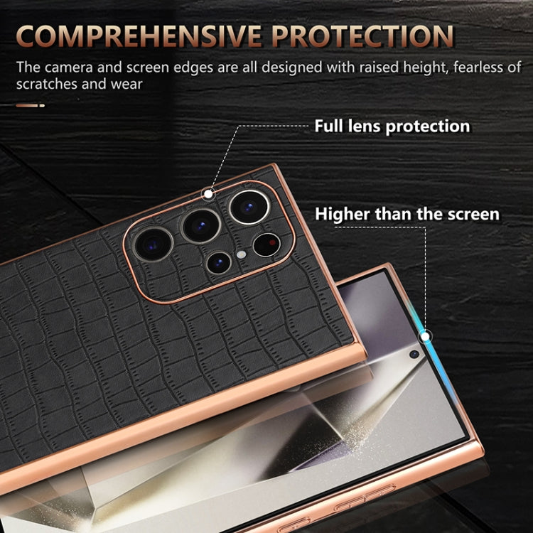 For Samsung Galaxy S24 Ultra 5G AZNS Electroplated Frame Crocodile Texture Full Coverage Phone Case(Black) - Galaxy S24 Ultra 5G Cases by AZNS | Online Shopping South Africa | PMC Jewellery | Buy Now Pay Later Mobicred
