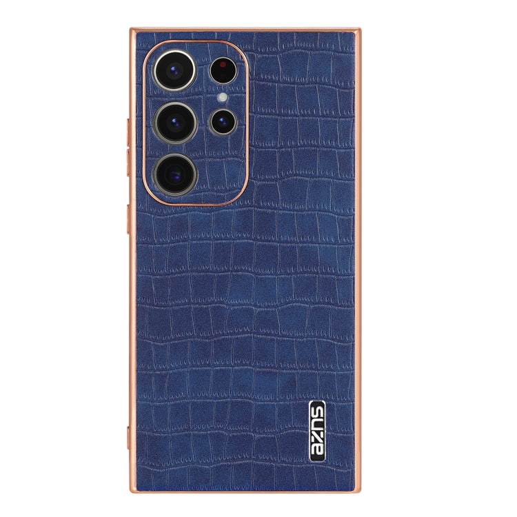 For Samsung Galaxy S24 Ultra 5G AZNS Electroplated Frame Crocodile Texture Full Coverage Phone Case(Blue) - Galaxy S24 Ultra 5G Cases by AZNS | Online Shopping South Africa | PMC Jewellery | Buy Now Pay Later Mobicred