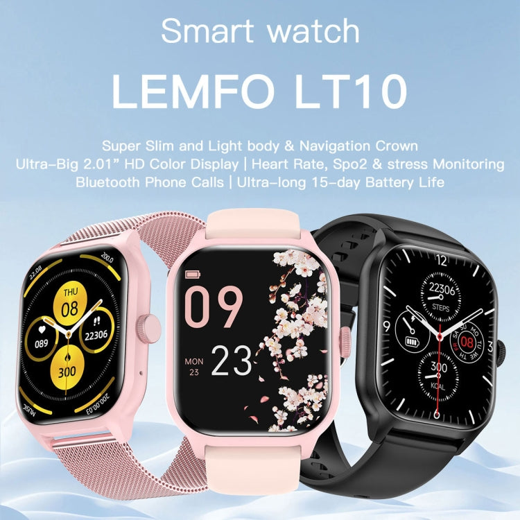 LEMFO LT10 2.01 inch TFT Screen Smart Watch Supports Bluetooth Call / Health Monitoring, Silicone Strap(Black) - Smart Watches by LEMFO | Online Shopping South Africa | PMC Jewellery | Buy Now Pay Later Mobicred