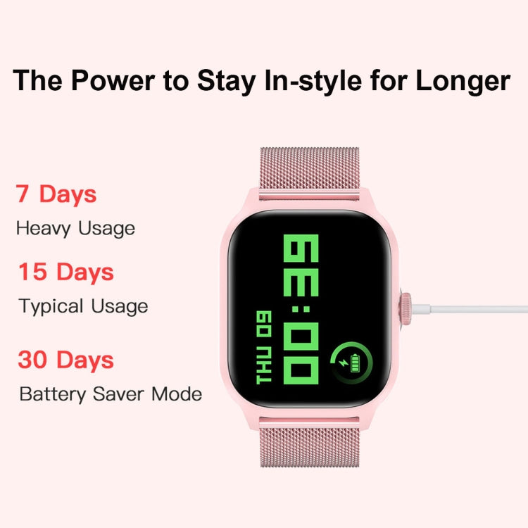 LEMFO LT10 2.01 inch TFT Screen Smart Watch Supports Bluetooth Call / Health Monitoring, Silicone Strap(Pink) - Smart Watches by LEMFO | Online Shopping South Africa | PMC Jewellery | Buy Now Pay Later Mobicred