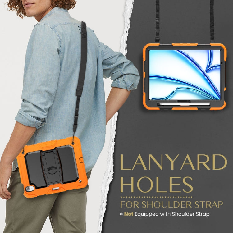 For iPad Air 11 2024 Silicone Hydric PC Tablet Case with Shoulder Strap & Holder(Orange) - iPad Air 11 2024 Cases by PMC TechLife | Online Shopping South Africa | PMC TechLife | Buy Now Pay Later Mobicred