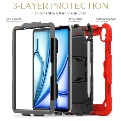 For iPad Air 11 2024 Silicone Hydric PC Tablet Case with Shoulder Strap & Holder(Red) - iPad Air 11 2024 Cases by PMC Jewellery | Online Shopping South Africa | PMC Jewellery | Buy Now Pay Later Mobicred