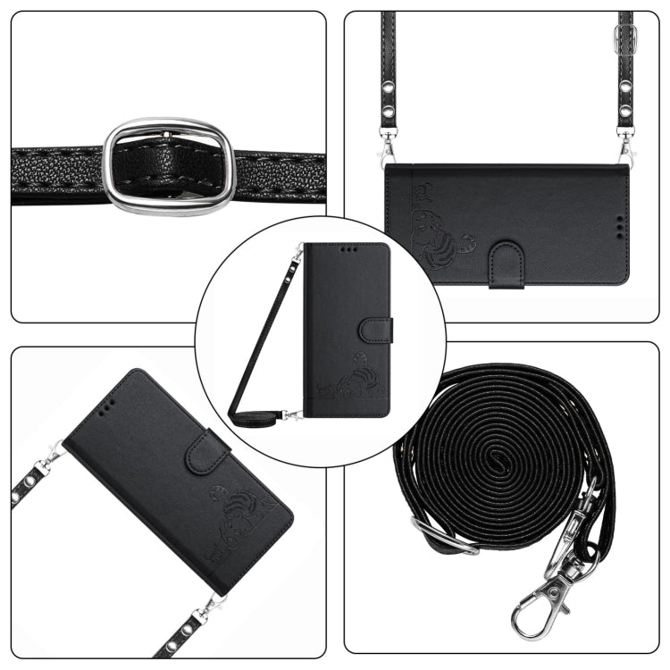 For Blackview A53 Cat Rat Embossed Pattern RFID Leather Phone Case with Lanyard(Black) - More Brand by PMC TechLife | Online Shopping South Africa | PMC TechLife | Buy Now Pay Later Mobicred