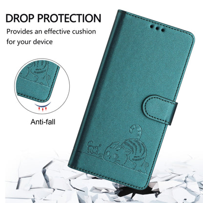 For Blackview Color 8 Cat Rat Embossed Pattern RFID Leather Phone Case with Lanyard(Peacock Green) - More Brand by PMC Jewellery | Online Shopping South Africa | PMC Jewellery | Buy Now Pay Later Mobicred