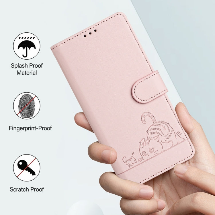 For Blackview Shark 8 Cat Rat Embossed Pattern RFID Leather Phone Case with Lanyard(Pink) - More Brand by PMC TechLife | Online Shopping South Africa | PMC TechLife | Buy Now Pay Later Mobicred