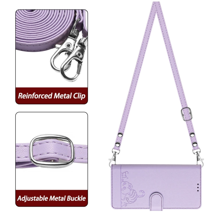 For Blackview Wave 6C Cat Rat Embossed Pattern RFID Leather Phone Case with Lanyard(Purple) - More Brand by PMC TechLife | Online Shopping South Africa | PMC TechLife | Buy Now Pay Later Mobicred
