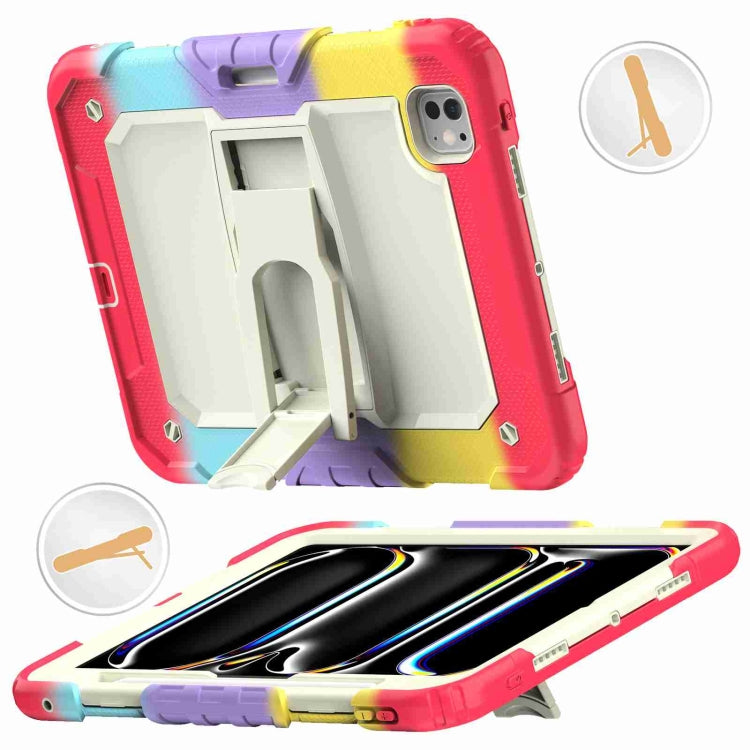 For iPad Pro 11 2024 Silicone Hydric PC Tablet Case with Shoulder Strap & Holder(Camouflage Red) - iPad Pro 11 2024 Cases by PMC TechLife | Online Shopping South Africa | PMC TechLife | Buy Now Pay Later Mobicred