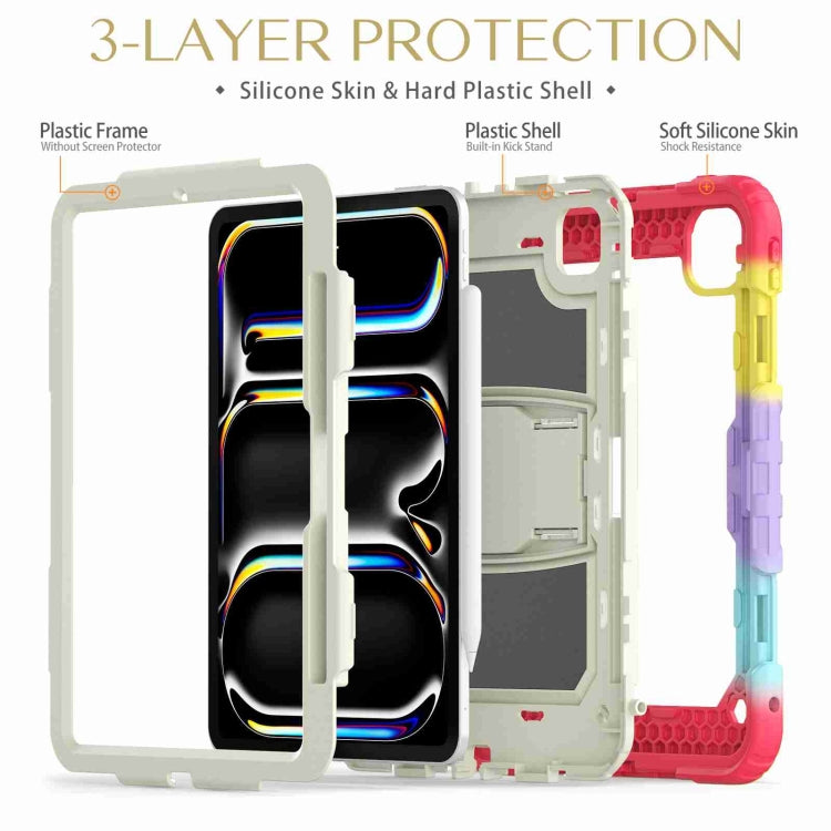 For iPad Pro 11 2024 Silicone Hydric PC Tablet Case with Shoulder Strap & Holder(Camouflage Red) - iPad Pro 11 2024 Cases by PMC TechLife | Online Shopping South Africa | PMC TechLife | Buy Now Pay Later Mobicred