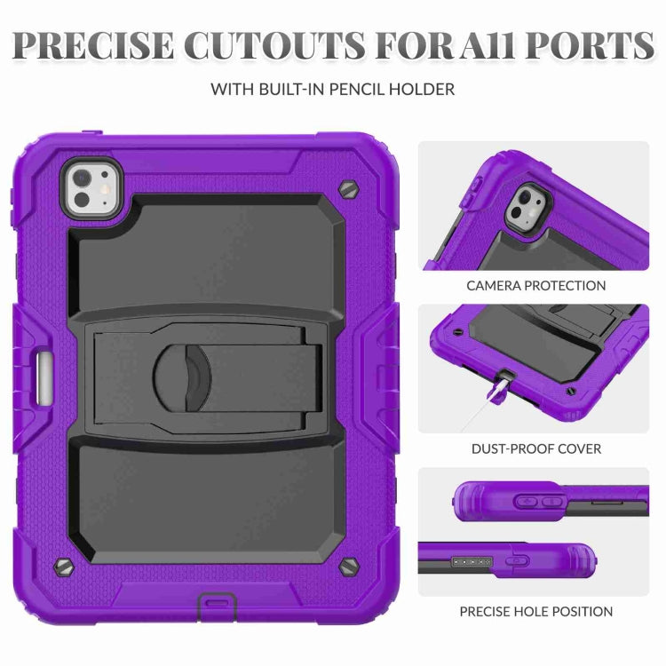 For iPad Pro 11 2024 Silicone Hydric PC Tablet Case with Shoulder Strap & Holder(Purple) - iPad Pro 11 2024 Cases by PMC Jewellery | Online Shopping South Africa | PMC Jewellery | Buy Now Pay Later Mobicred