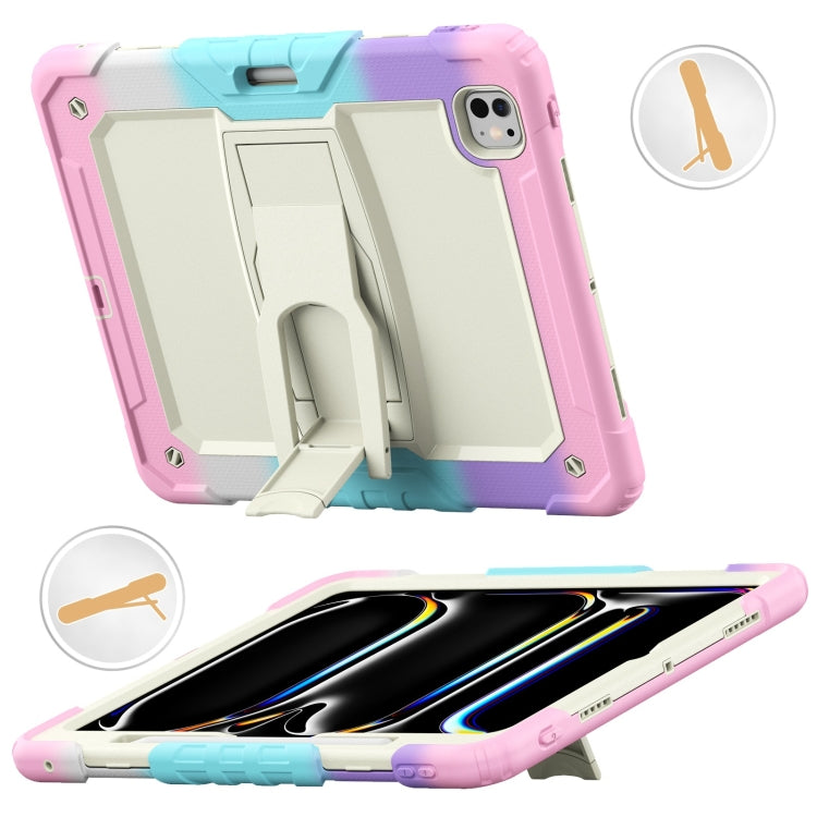 For iPad Pro 13 2024 Silicone Hydric PC Tablet Case with Shoulder Strap & Holder(Camouflage Pink) - iPad Pro 13 2024 Cases by PMC TechLife | Online Shopping South Africa | PMC TechLife | Buy Now Pay Later Mobicred