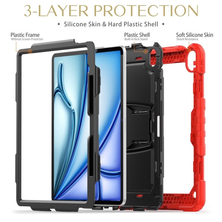For iPad Air 13 2025 / 2024 Silicone Hydric PC Tablet Case with Shoulder Strap & Holder(Red) - iPad Air 13 2025 / 2024 Cases by PMC TechLife | Online Shopping South Africa | PMC TechLife | Buy Now Pay Later Mobicred