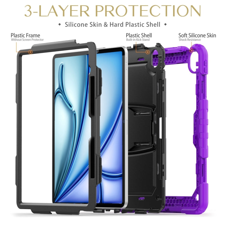 For iPad Air 13 2024 Silicone Hydric PC Tablet Case with Shoulder Strap & Holder(Purple) - iPad Air 13 2024 Cases by PMC Jewellery | Online Shopping South Africa | PMC Jewellery | Buy Now Pay Later Mobicred