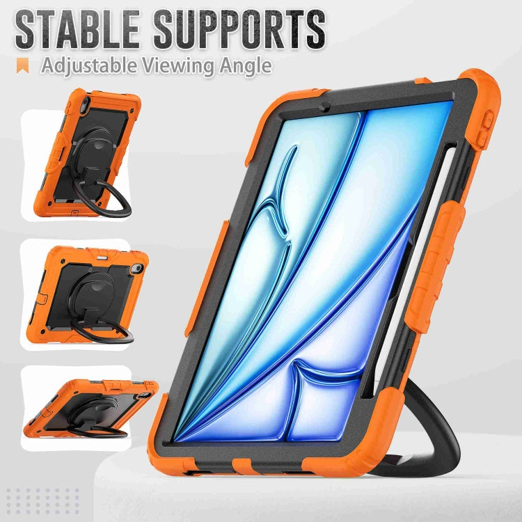 For iPad Air 11 2024 Handle Silicone Hydric PC Tablet Case with Shoulder Strap(Orange) - iPad Air 11 2024 Cases by PMC Jewellery | Online Shopping South Africa | PMC Jewellery | Buy Now Pay Later Mobicred