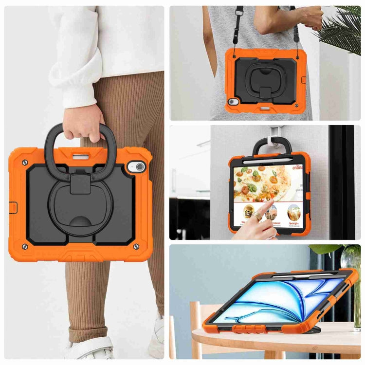 For iPad Air 11 2025 / 2024 Handle Silicone Hydric PC Tablet Case with Shoulder Strap(Orange) - iPad Air 11 2025 / 2024 Cases by PMC TechLife | Online Shopping South Africa | PMC TechLife | Buy Now Pay Later Mobicred