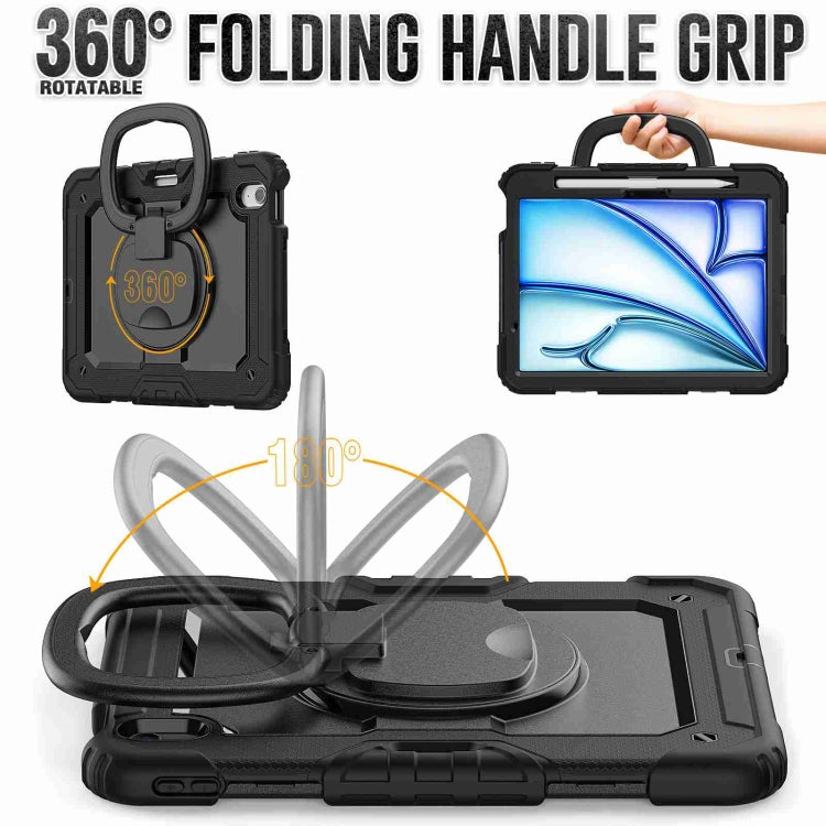 For iPad Air 11 2024 Handle Silicone Hydric PC Tablet Case with Shoulder Strap(Black) - iPad Air 11 2024 Cases by PMC TechLife | Online Shopping South Africa | PMC TechLife | Buy Now Pay Later Mobicred