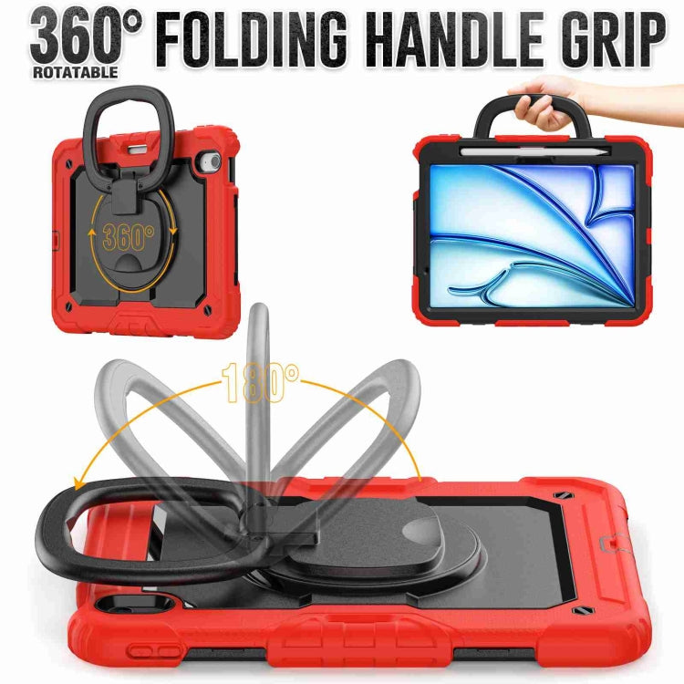 For iPad Air 11 2024 Handle Silicone Hydric PC Tablet Case with Shoulder Strap(Red) - iPad Air 11 2024 Cases by PMC TechLife | Online Shopping South Africa | PMC TechLife | Buy Now Pay Later Mobicred