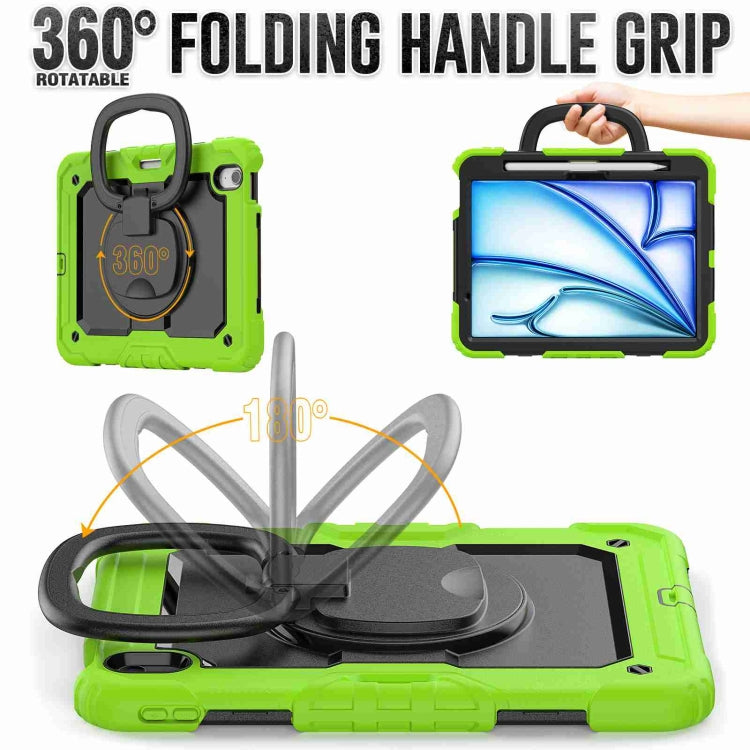 For iPad Air 11 2024 Handle Silicone Hydric PC Tablet Case with Shoulder Strap(Yellow Grenn) - iPad Air 11 2024 Cases by PMC TechLife | Online Shopping South Africa | PMC TechLife | Buy Now Pay Later Mobicred