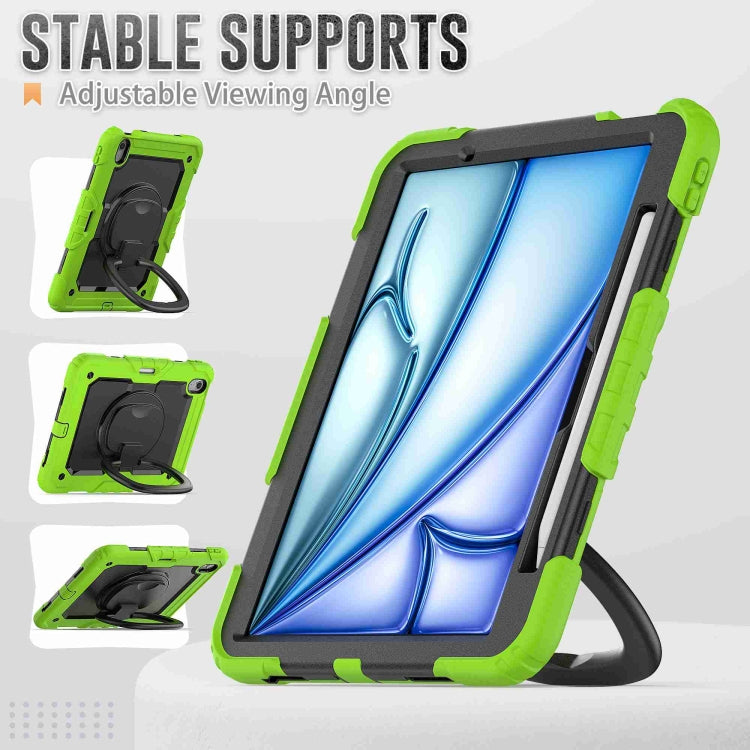 For iPad Air 11 2024 Handle Silicone Hydric PC Tablet Case with Shoulder Strap(Yellow Grenn) - iPad Air 11 2024 Cases by PMC TechLife | Online Shopping South Africa | PMC TechLife | Buy Now Pay Later Mobicred