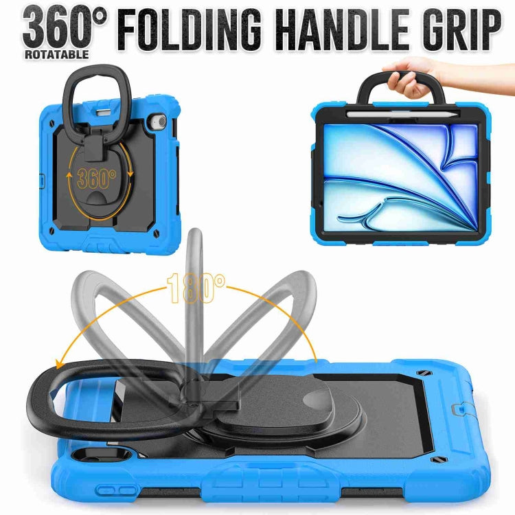 For iPad Air 11 2025 / 2024 Handle Silicone Hydric PC Tablet Case with Shoulder Strap(Light Blue) - free shipping - PMC TechLife - Order now!
