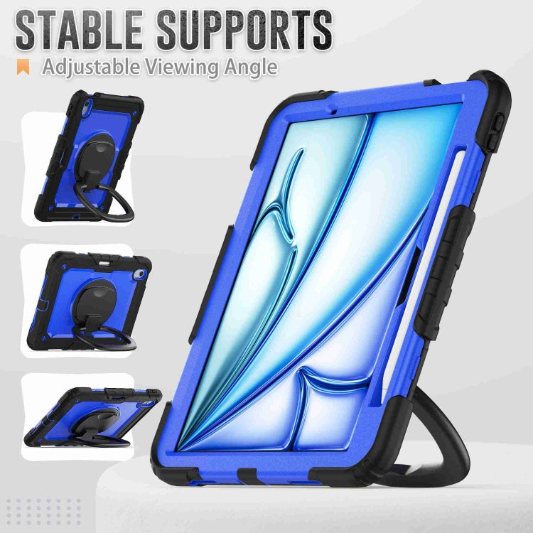 For iPad Air 11 2024 Handle Silicone Hydric PC Tablet Case with Shoulder Strap(Dark Blue PC) - iPad Air 11 2024 Cases by PMC TechLife | Online Shopping South Africa | PMC TechLife | Buy Now Pay Later Mobicred