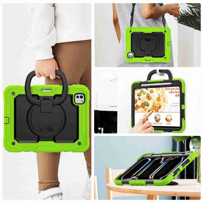 For iPad Pro 11 2024 Handle Silicone Hydric PC Tablet Case with Shoulder Strap(Yellow Green) - iPad Pro 11 2024 Cases by PMC Jewellery | Online Shopping South Africa | PMC Jewellery | Buy Now Pay Later Mobicred