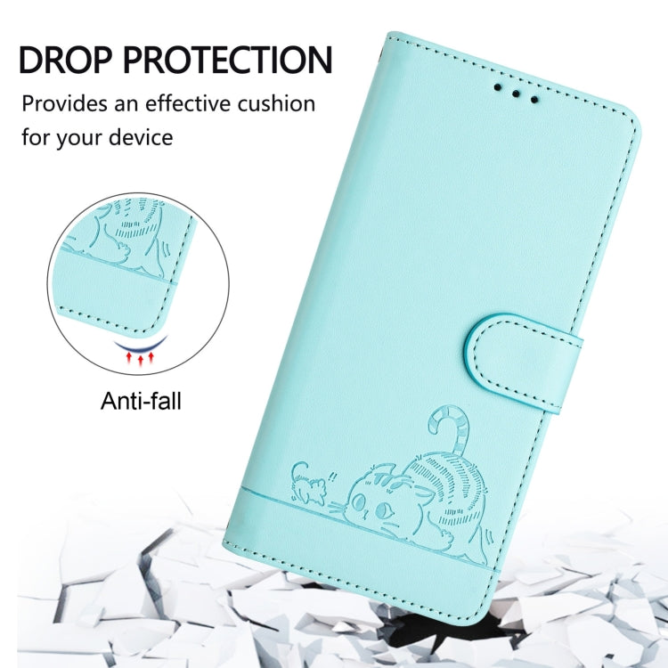 For Ulefone Note 14 Cat Rat Embossed Pattern RFID Leather Phone Case with Lanyard(Mint Green) - Ulefone Cases by PMC Jewellery | Online Shopping South Africa | PMC Jewellery | Buy Now Pay Later Mobicred