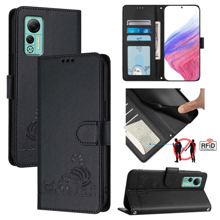 For Ulefone Note 14 Cat Rat Embossed Pattern RFID Leather Phone Case with Lanyard(Black) - Ulefone Cases by PMC Jewellery | Online Shopping South Africa | PMC Jewellery | Buy Now Pay Later Mobicred