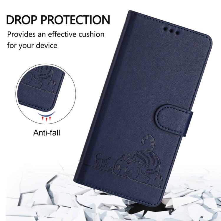 For Ulefone Note 14 Cat Rat Embossed Pattern RFID Leather Phone Case with Lanyard(Blue) - Ulefone Cases by PMC Jewellery | Online Shopping South Africa | PMC Jewellery | Buy Now Pay Later Mobicred