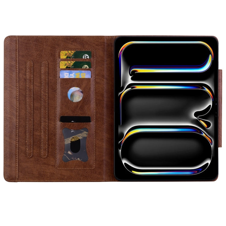 For iPad Pro 13 2024 Cat Buckle Leather Smart Tablet Case(Brown) - iPad Pro 13 2024 Cases by PMC TechLife | Online Shopping South Africa | PMC TechLife | Buy Now Pay Later Mobicred