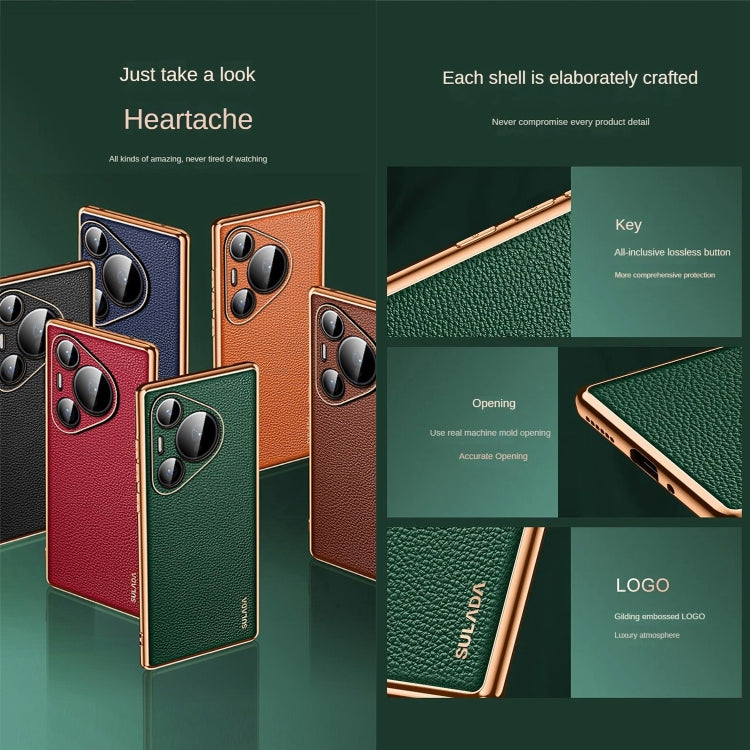 For Huawei Pura 70 Ultra SULADA TPU + Litchi Texture Leather Phone Case(Green) - Huawei Cases by SULADA | Online Shopping South Africa | PMC Jewellery | Buy Now Pay Later Mobicred