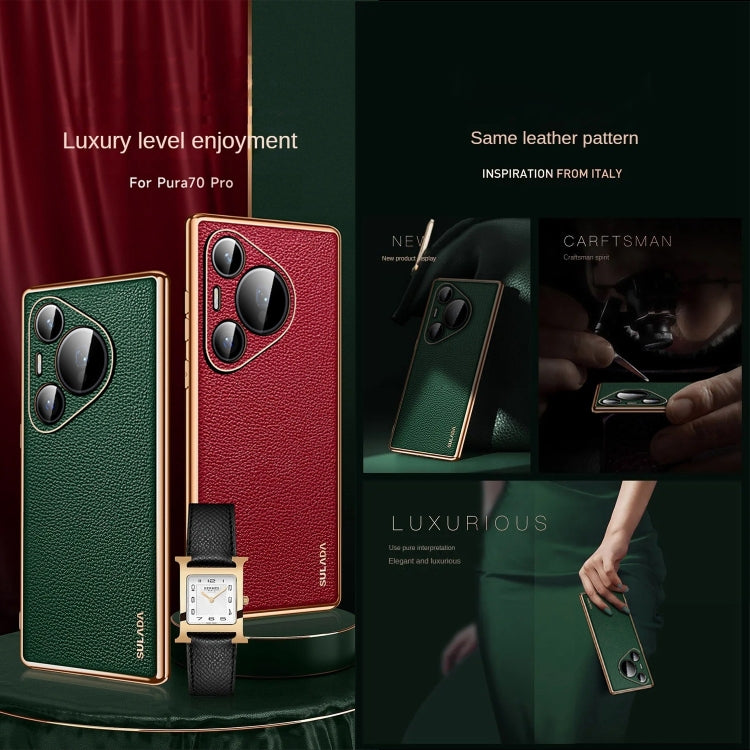 For Huawei Pura 70 SULADA TPU + Litchi Texture Leather Phone Case(Brown) - Huawei Cases by SULADA | Online Shopping South Africa | PMC Jewellery | Buy Now Pay Later Mobicred