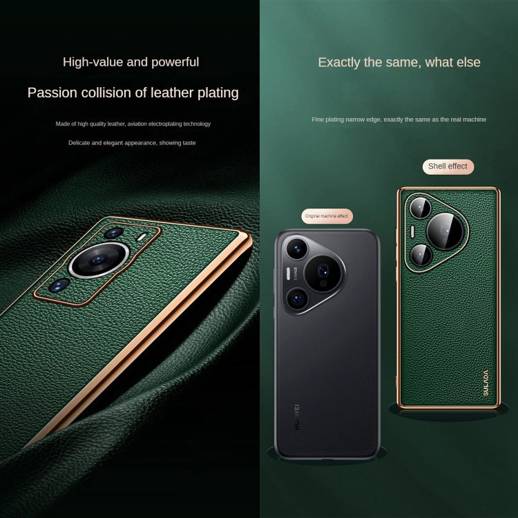 For Huawei Pura 70 Pro SULADA TPU + Litchi Texture Leather Phone Case(Green) - Huawei Cases by SULADA | Online Shopping South Africa | PMC Jewellery | Buy Now Pay Later Mobicred