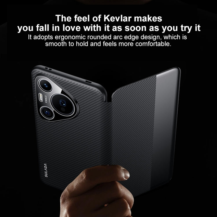 For Huawei Mate 60 SULADA Kevlar 600D Texture Smart Window Leather Phone Case(Brown) - Huawei Cases by SULADA | Online Shopping South Africa | PMC TechLife | Buy Now Pay Later Mobicred