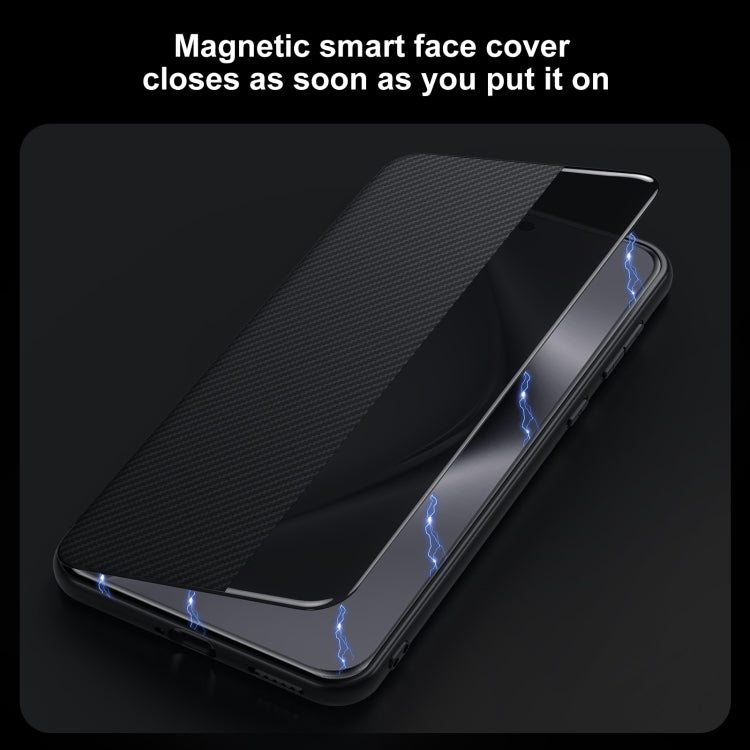 For Huawei Mate 70 RS Ultimate SULADA Kevlar 600D Texture Smart Window Leather Phone Case(Black) - free shipping - PMC TechLife - Order now!