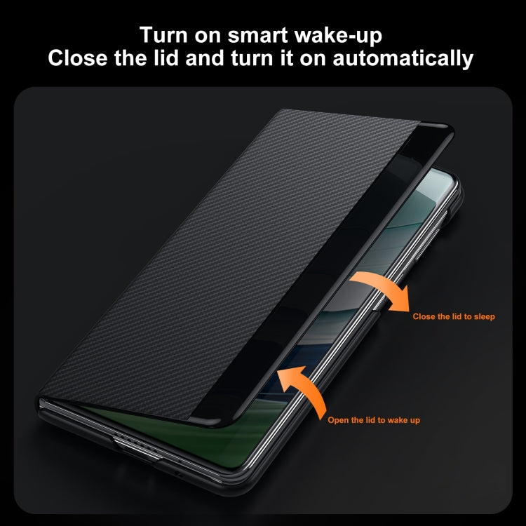 For Huawei Mate X3 SULADA Kevlar 600D Texture Smart Window Leather Phone Case(Brown) - free shipping - PMC TechLife - Order now!