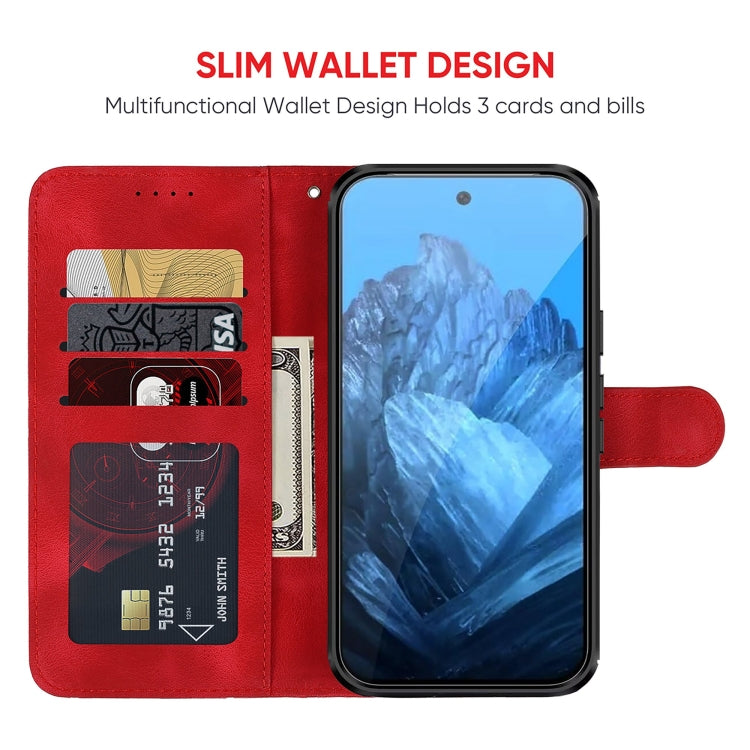 For Google Pixel 9 / 9 Pro Skin Feel Geometric Lines Leather Phone Case(Red) - Google Cases by PMC TechLife | Online Shopping South Africa | PMC TechLife | Buy Now Pay Later Mobicred