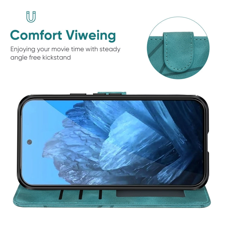 For Google Pixel 9 / 9 Pro Skin Feel Geometric Lines Leather Phone Case(Green) - Google Cases by PMC TechLife | Online Shopping South Africa | PMC TechLife | Buy Now Pay Later Mobicred