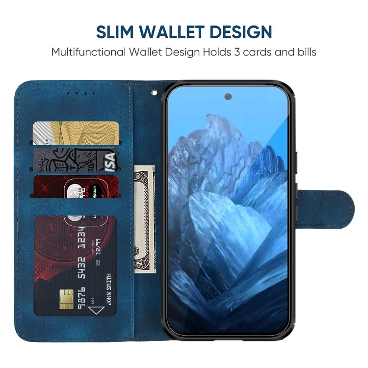 For Google Pixel 9 Pro XL Skin Feel Geometric Lines Leather Phone Case(Blue) - Google Cases by PMC TechLife | Online Shopping South Africa | PMC TechLife | Buy Now Pay Later Mobicred