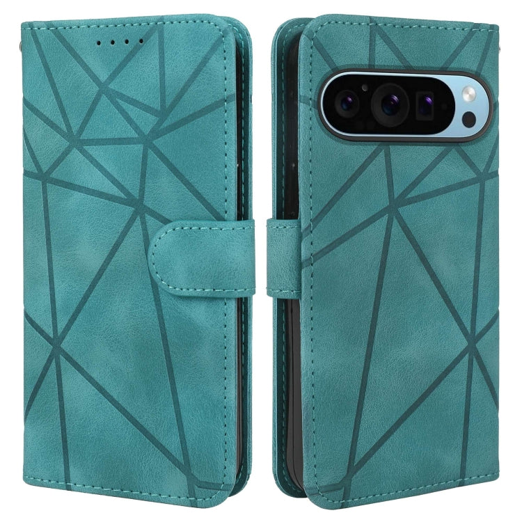 For Google Pixel 9 Pro XL Skin Feel Geometric Lines Leather Phone Case(Green) - Google Cases by PMC Jewellery | Online Shopping South Africa | PMC Jewellery | Buy Now Pay Later Mobicred