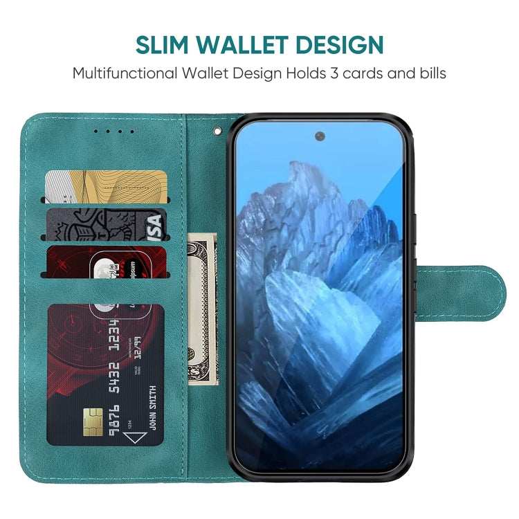 For Google Pixel 9 Pro XL Skin Feel Geometric Lines Leather Phone Case(Green) - Google Cases by PMC Jewellery | Online Shopping South Africa | PMC Jewellery | Buy Now Pay Later Mobicred