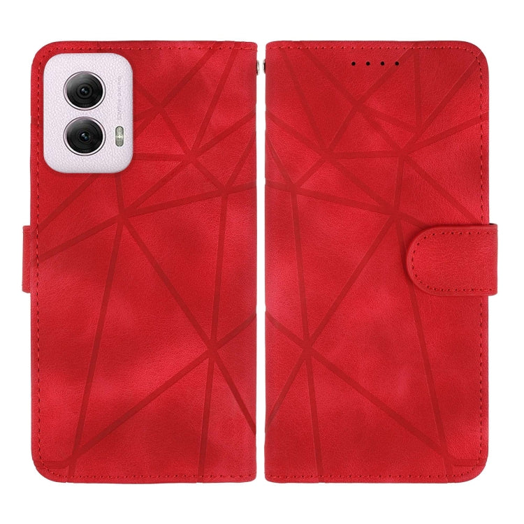 For Motorola Moto G Power 5G 2024 Skin Feel Geometric Lines Leather Phone Case(Red) - Motorola Cases by PMC Jewellery | Online Shopping South Africa | PMC Jewellery | Buy Now Pay Later Mobicred