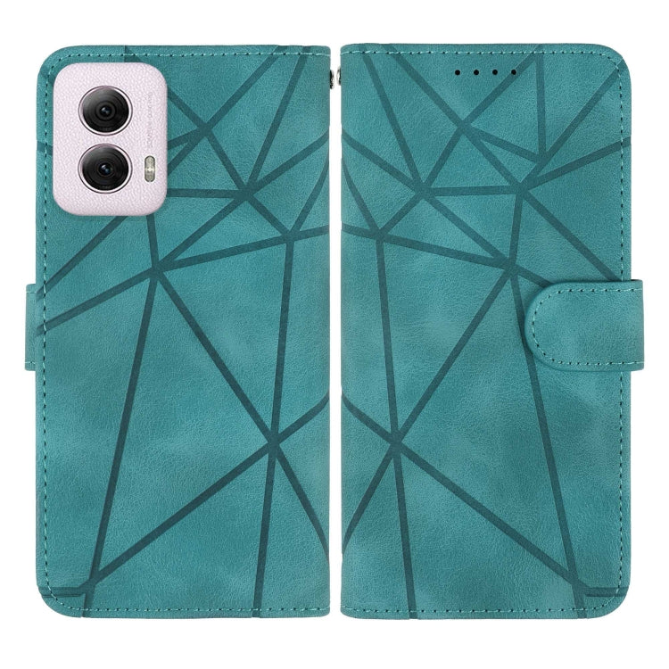 For Motorola Moto G Power 5G 2024 Skin Feel Geometric Lines Leather Phone Case(Green) - Motorola Cases by PMC Jewellery | Online Shopping South Africa | PMC Jewellery | Buy Now Pay Later Mobicred