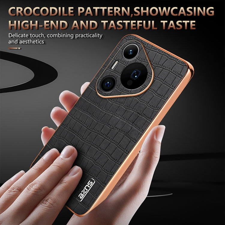 For Huawei Pura 70 Pro / 70 Pro+ AZNS Electroplated Frame Crocodile Texture Full Coverage Phone Case(White) - Huawei Cases by AZNS | Online Shopping South Africa | PMC Jewellery | Buy Now Pay Later Mobicred