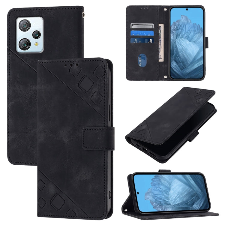 For Blackview A53 Skin Feel Embossed Leather Phone Case(Black) - More Brand by PMC Jewellery | Online Shopping South Africa | PMC Jewellery | Buy Now Pay Later Mobicred