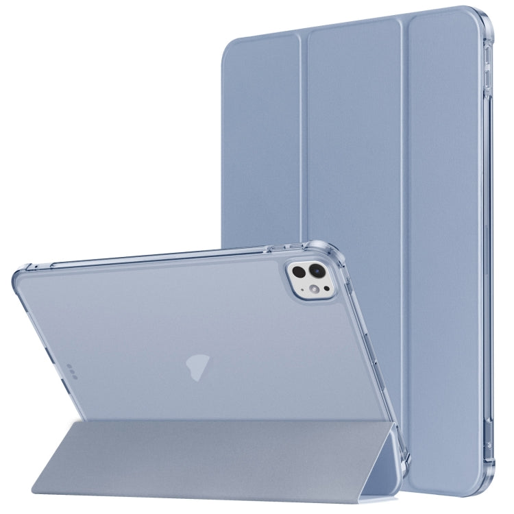 For iPad Pro 11 2024 Tri-fold Holder TPU Cover Frosted Leather Smart Tablet Case withh Pen Slot(Purple) - iPad Pro 11 2024 Cases by PMC Jewellery | Online Shopping South Africa | PMC Jewellery | Buy Now Pay Later Mobicred