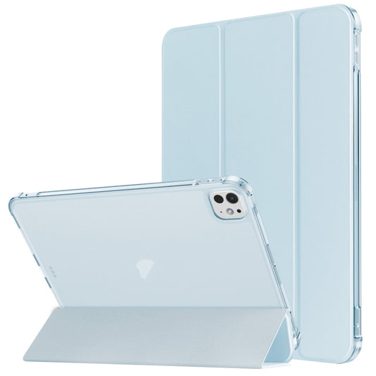 For iPad Pro 11 2024 Tri-fold Holder TPU Cover Frosted Leather Smart Tablet Case withh Pen Slot(Sky Blue) - iPad Pro 11 2024 Cases by PMC Jewellery | Online Shopping South Africa | PMC Jewellery | Buy Now Pay Later Mobicred