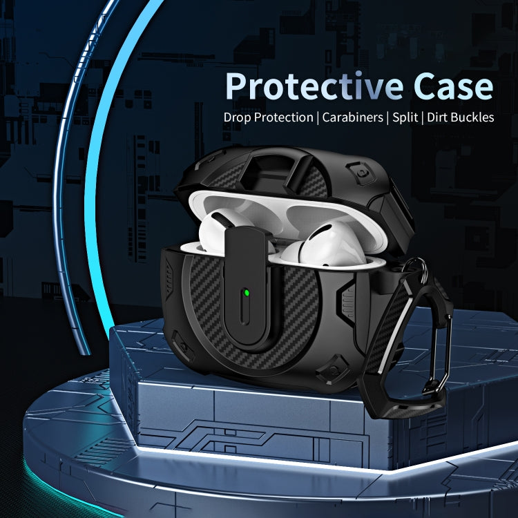 For AirPods Pro Lock Shockproof Bluetooth Earphone Protective Case(Black Blue) - For AirPods Pro by PMC Jewellery | Online Shopping South Africa | PMC Jewellery | Buy Now Pay Later Mobicred